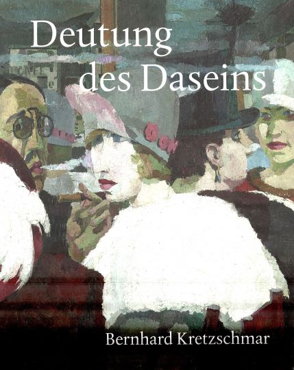 KI generiert: Das Bild zeigt das Buchcover "Deutung des Daseins" von Bernhard Kretzschmar, das eine Gruppe von Menschen in einer abstrakten, impressionistischen Malerei darstellt. Der Titel und der Autor sind prominent in weißen Buchstaben auf dem Cover platziert.