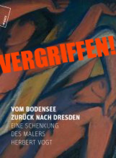 KI generiert: Das Bild zeigt das Cover eines Buches oder Kataloges mit dem Titel "Vom Bodensee zurück nach Dresden" von Herbert Vogt. Über das Bild wurde in großen roten Buchstaben das Wort "VERGRIFFEN!" geschrieben.