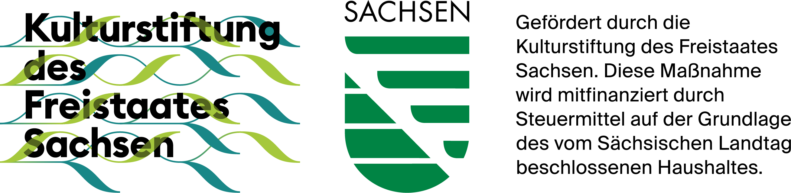 KI generiert: Das Bild zeigt das Logo und den Text der Kulturstiftung des Freistaates Sachsen. Der Text informiert darüber, dass diese Maßnahme durch Steuergelder finanziert wird, die auf Basis des Haushalts des Sächsischen Landtags beschlossen wurden.