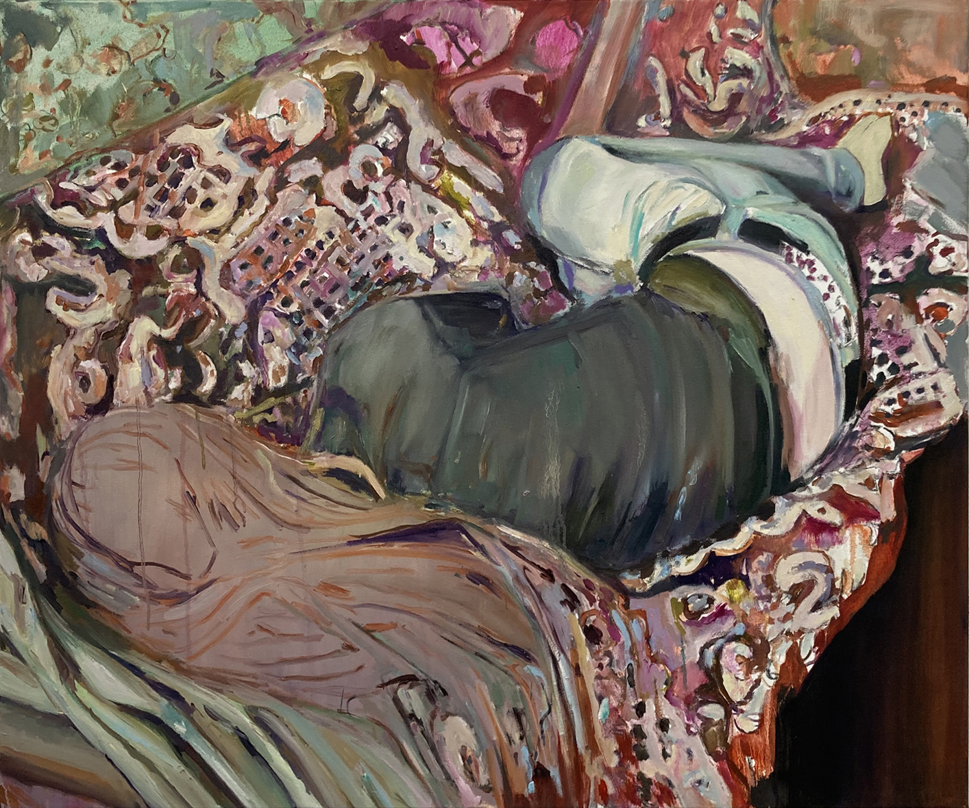 1. Siesta Gute Vorsätze 2024 Öl Auf Leinwand 100 X 120 Cm