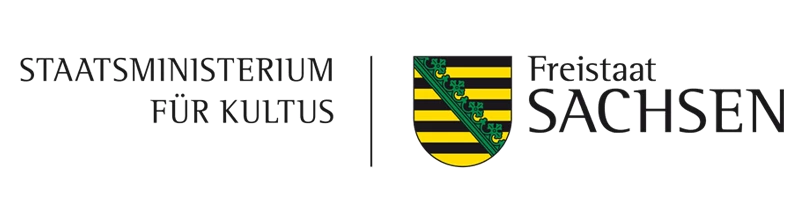 KI generiert: Das Bild zeigt das Logo des Sächsischen Staatsministeriums für Kultus, bestehend aus dem Schriftzug "STAATSMINISTERIUM FÜR KULTUS" und dem Wappen des Freistaates Sachsen neben dem Schriftzug "Freistaat SACHSEN".